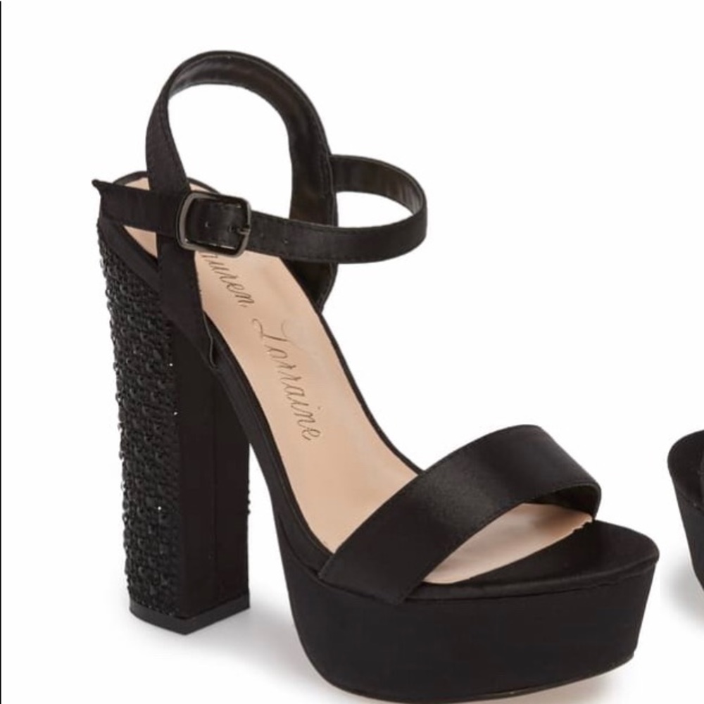 Platform Sandal with jewel encrusted heel